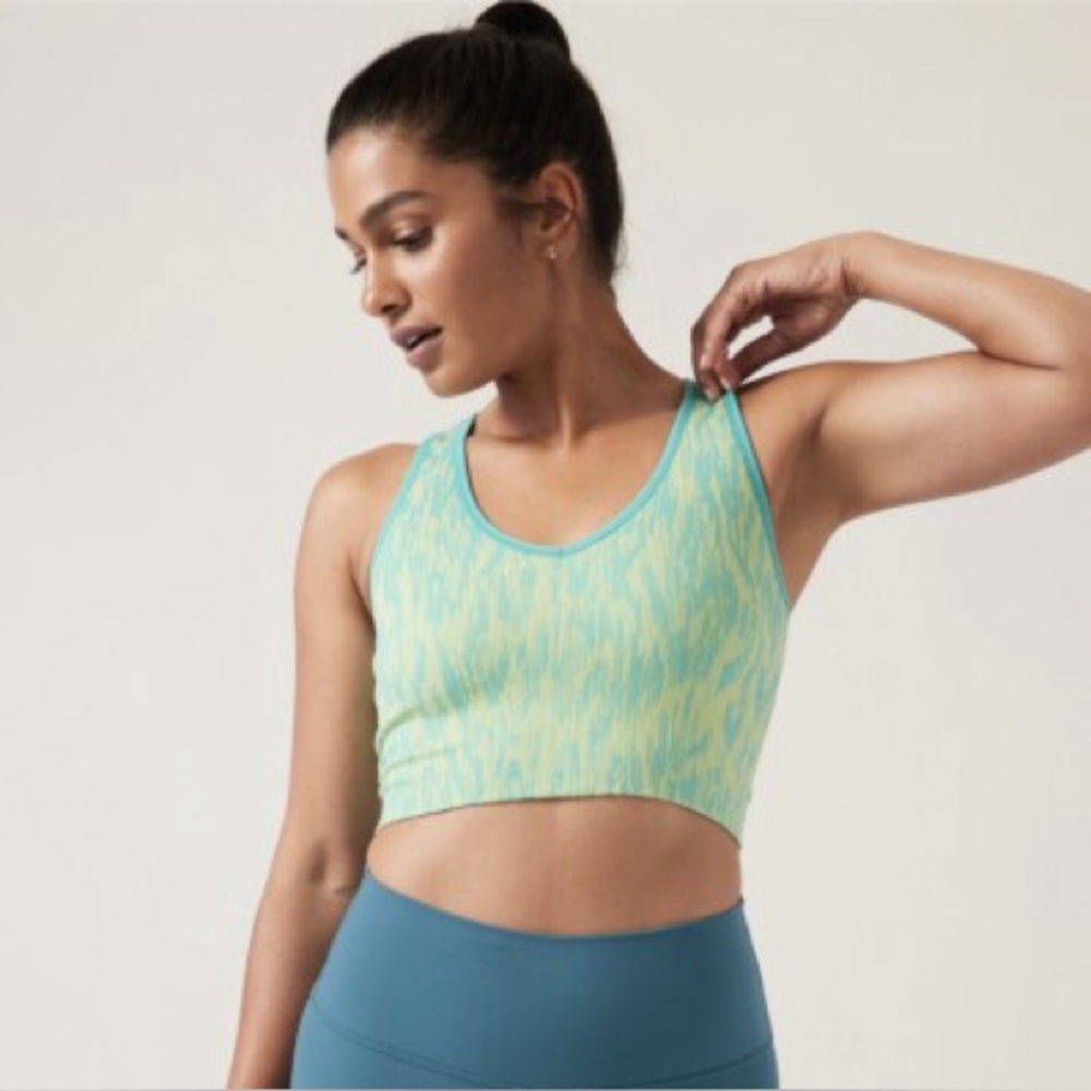 Athleta Blue and Green Patterned Crop Tank